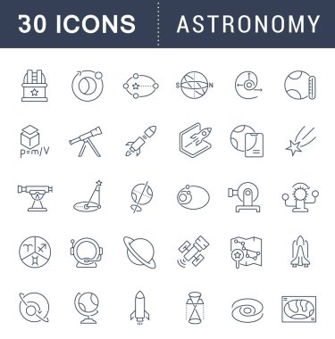 Astronominin Vektör Çizgisi Simgelerini Ayarla.
