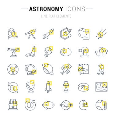 Astronominin Vektör Çizgisi Simgelerini Ayarla.