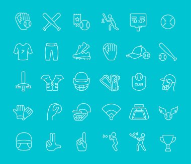 Beyzbol Line Simgeler Seti.