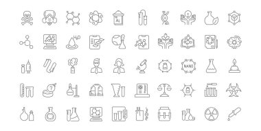 Vektör hat Icons kimya set.
