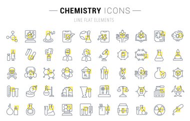 Vektör hat Icons kimya set.