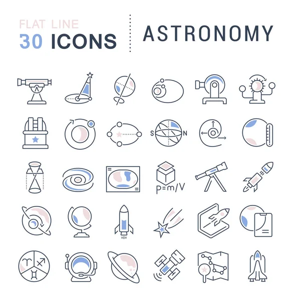 Set Vector Line Icons of Astronomy. — Stock Vector