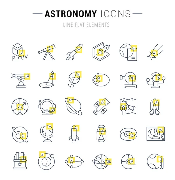 Vektorliniensymbole der Astronomie setzen. — Stockvektor