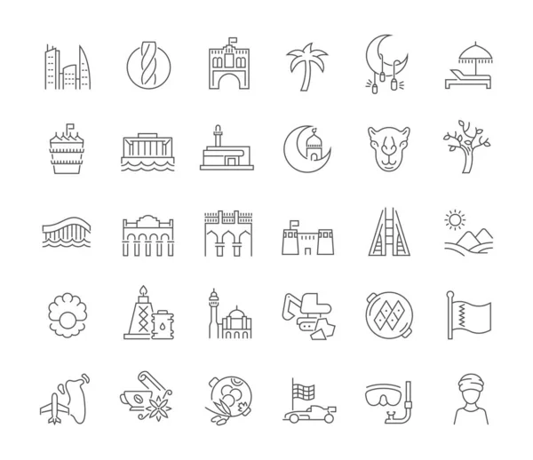 Set Vector Line Icons of Bahrain. — Stock Vector