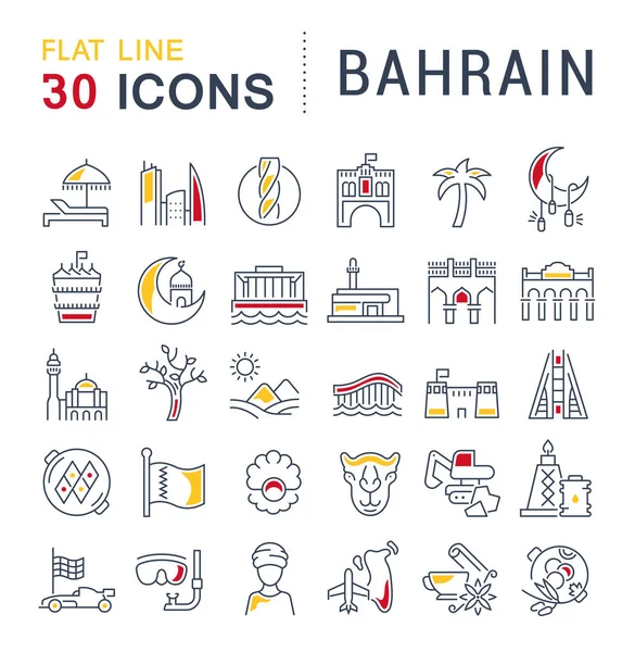 Set de iconos de la línea vectorial de Bahréin . — Vector de stock