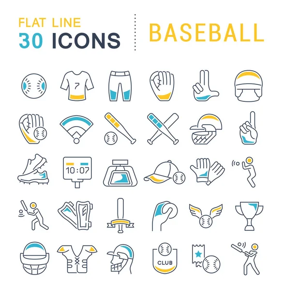 Set de iconos de línea vectorial de béisbol . — Archivo Imágenes Vectoriales
