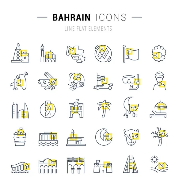 Set Icônes de ligne vectorielle de Bahreïn . — Image vectorielle