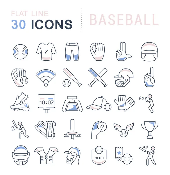 Ställ in vektor linje ikoner av baseball. — Stock vektor