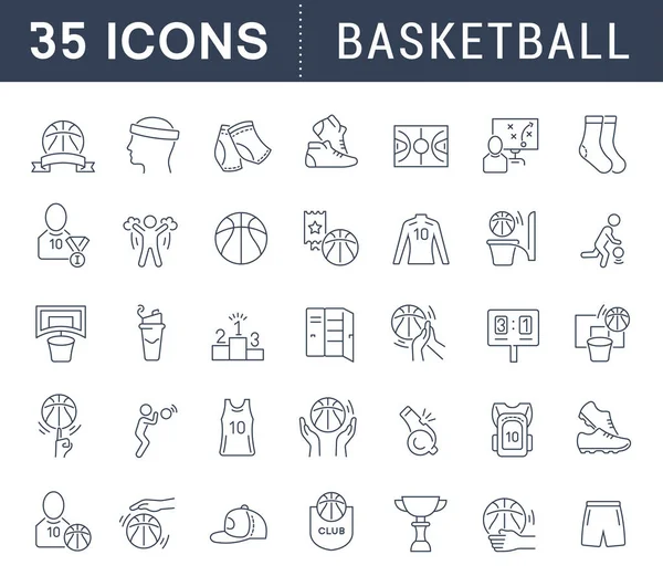 Ställ in vektor linje ikoner för basket. — Stock vektor