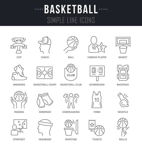 Vektor-Linien-Symbole des Basketballs setzen. — Stockvektor