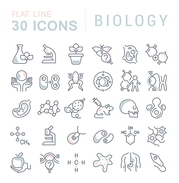 Set de iconos de línea vectorial de biología . — Archivo Imágenes Vectoriales