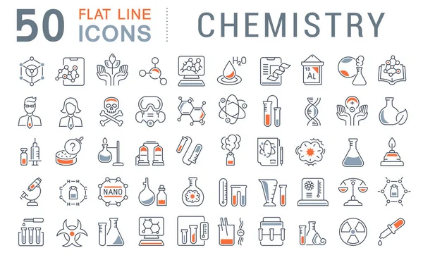 Serie icone della linea vettoriale di chimica . — Vettoriale Stock