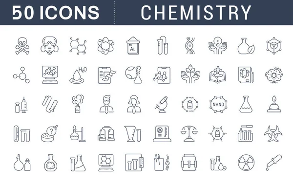 Instellen van Vector iconen van de lijn van de chemie. — Stockvector