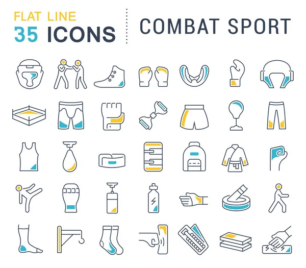 Set Vector Line Iconos del deporte de combate . — Archivo Imágenes Vectoriales