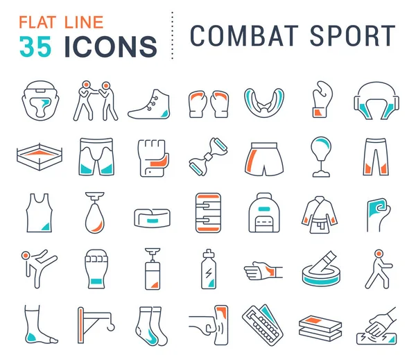 Serie icone della linea vettoriale di Combat Sport . — Vettoriale Stock