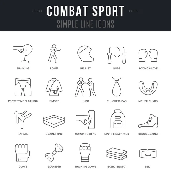 Set Vector Line Icons of Combat Sport. — Stock Vector