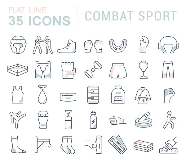 Set Vector Line Icons of Combat Sport. — Stock Vector