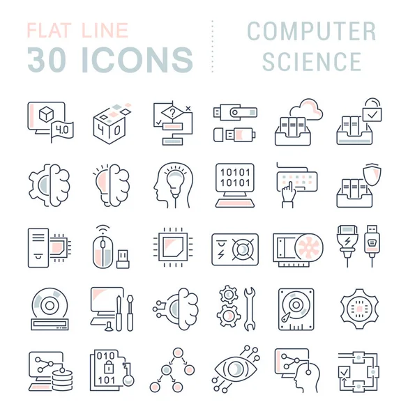 Vektorzeilensymbole der Informatik setzen. — Stockvektor