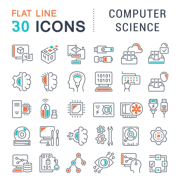 Set de iconos de la línea vectorial de informática . — Vector de stock
