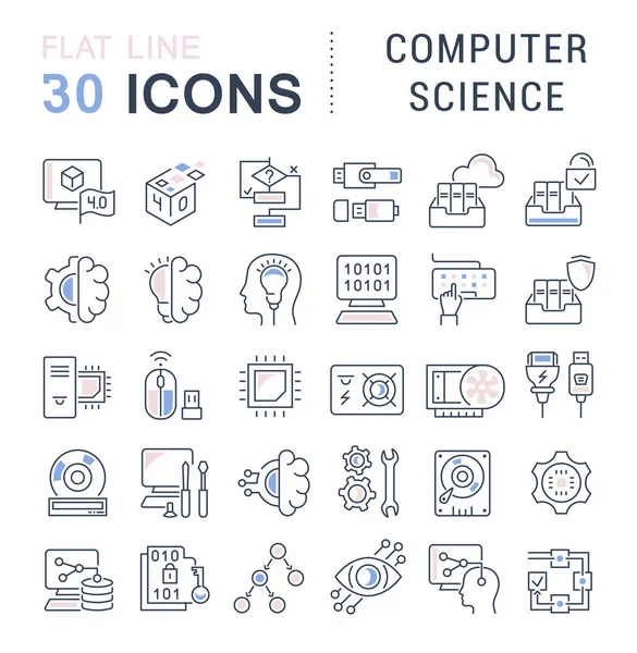 Set Vector Line Icons of Computer Science. — Stock Vector