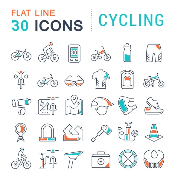 Set Vector Line Icons of Cycling. — Stock Vector