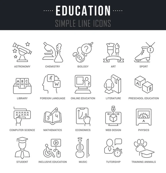 Establecer iconos de la línea vectorial de la educación . — Vector de stock