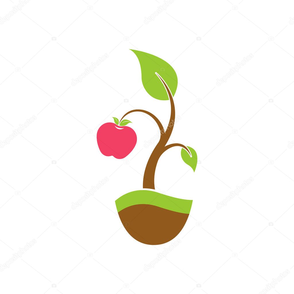Illustration of an apple tree. The logotype for your company or fruit symbol for your projects.