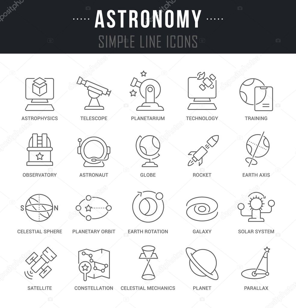 Set Vector Line Icons of Astronomy.