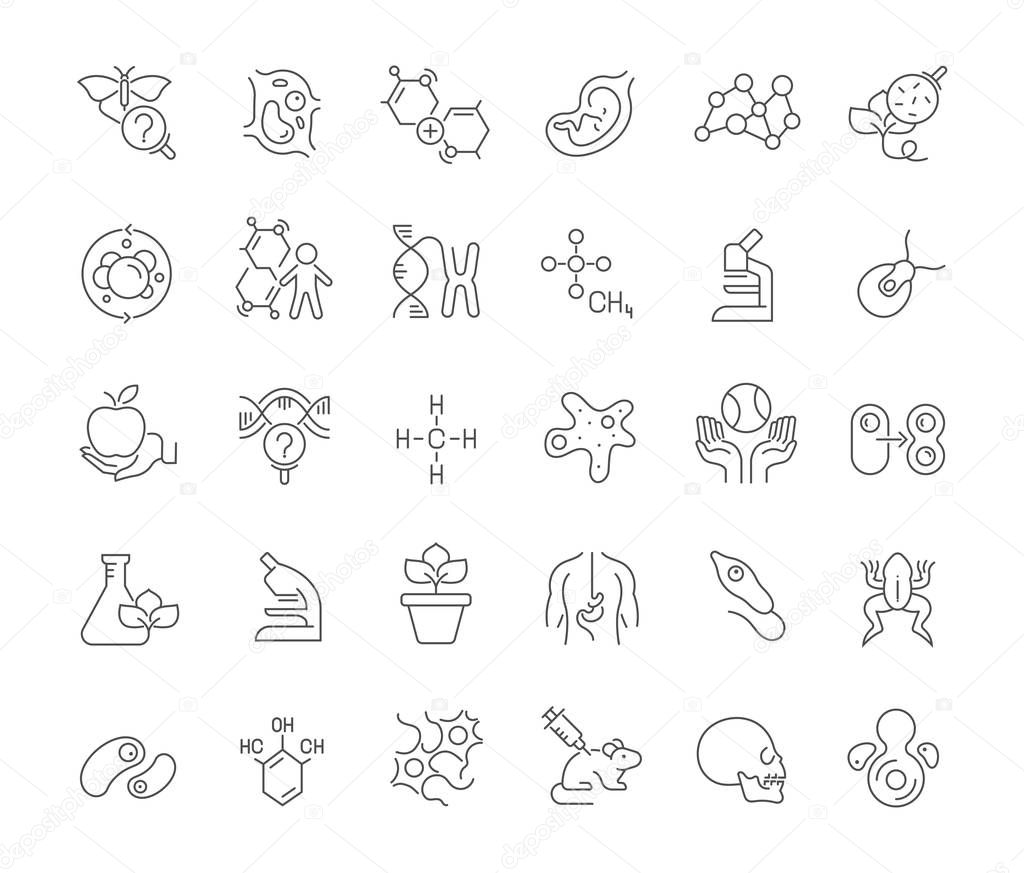 Set Vector Line Icons of Biology.
