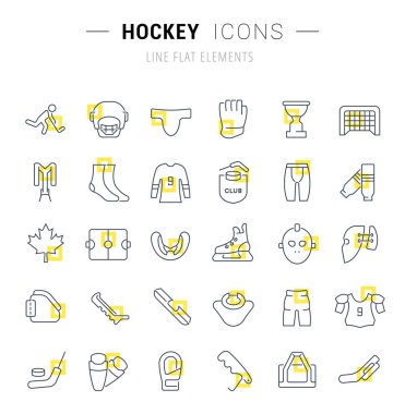 Set Vector Line Icons of Hockey. clipart