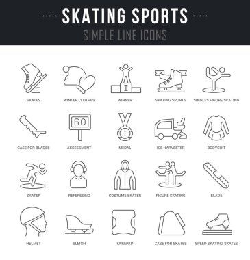 Paten Sporunun Vektör Hattı Simgelerini Ayarla.