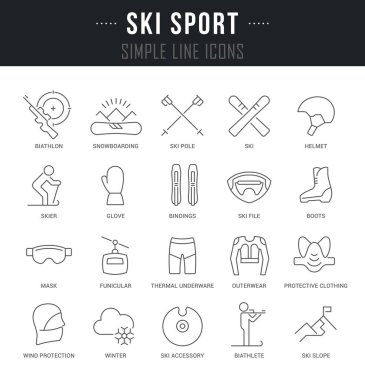 Kayak Sporlarının Vektör Hattı Simgelerini Ayarla.