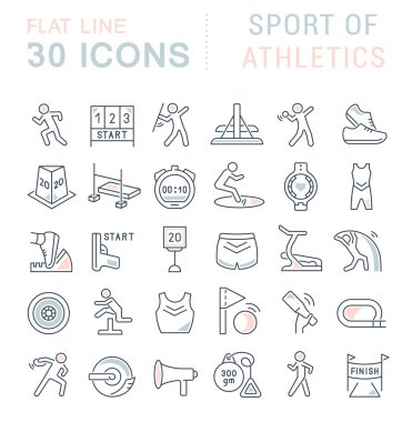 Atletizm Sporunun Vektör Satırı Simgelerini Ayarla.