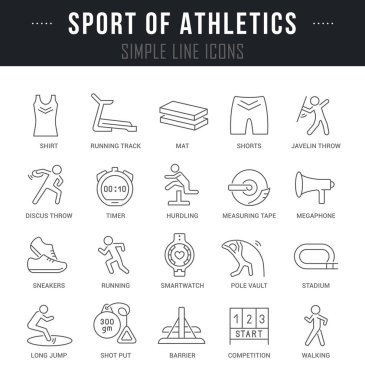 Atletizm Sporunun Vektör Satırı Simgelerini Ayarla.