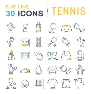 Tenisin Vektör Çizgisi Simgelerini Ayarla.