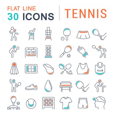 Tenisin Vektör Çizgisi Simgelerini Ayarla.