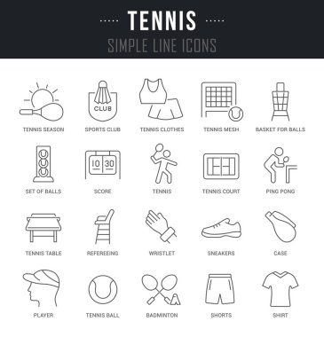 Tenisin Vektör Çizgisi Simgelerini Ayarla.