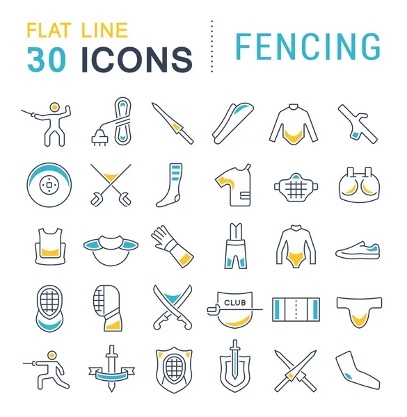 Set Vector Line Icons of Fencing. — Stock Vector