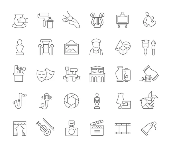 Set Vector Line Iconos de Bellas Artes . — Vector de stock