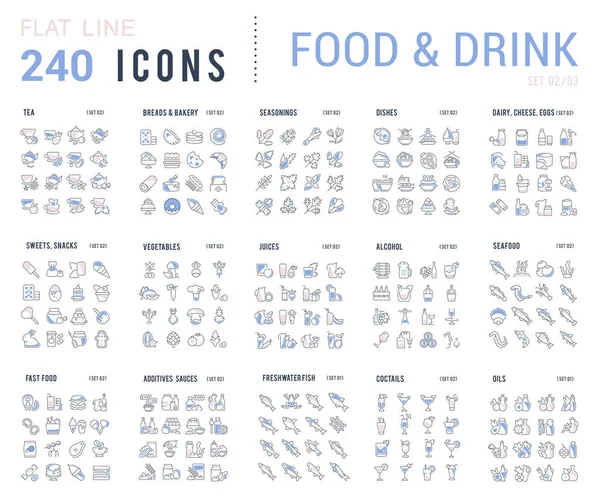 Коллекция Линейных икон еды и напитков . — стоковый вектор