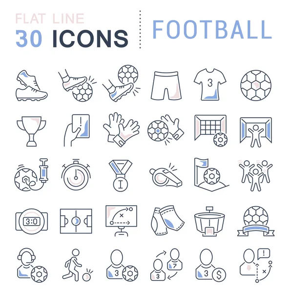 Definir ícones de linha vetorial de futebol . — Vetor de Stock