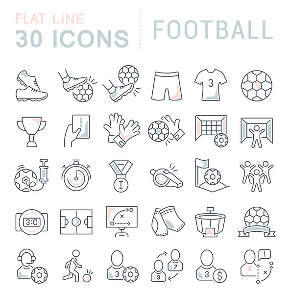Vector lijn iconen van voetbal instellen. — Stockvector
