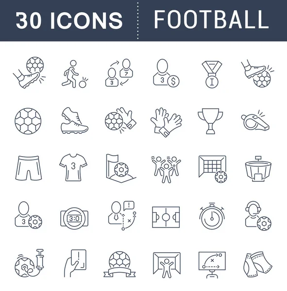 Set de iconos de línea vectorial de fútbol . — Vector de stock