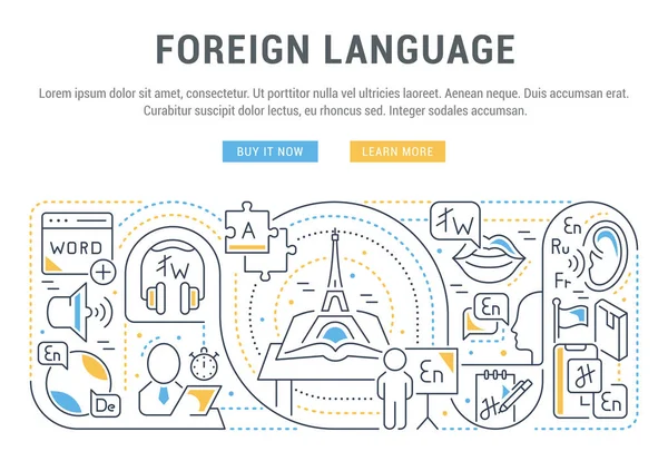 Bannière vectorielle de la langue étrangère . — Image vectorielle