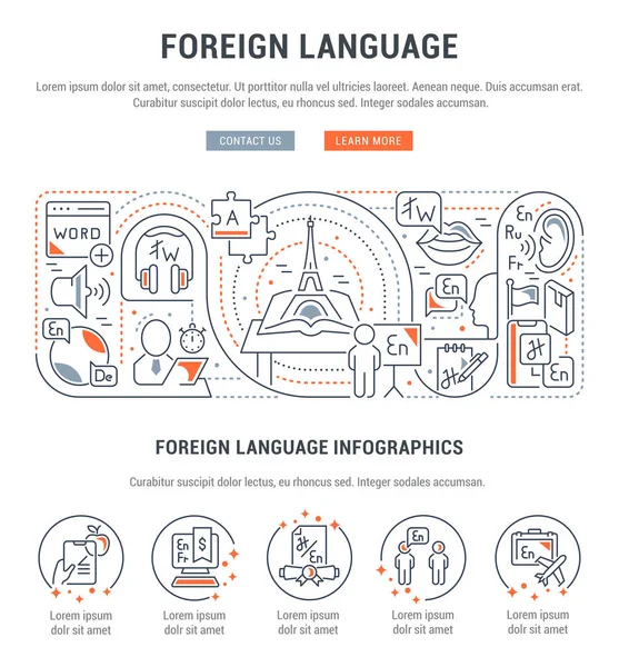 Yabancı Dil vektör afişi. — Stok Vektör