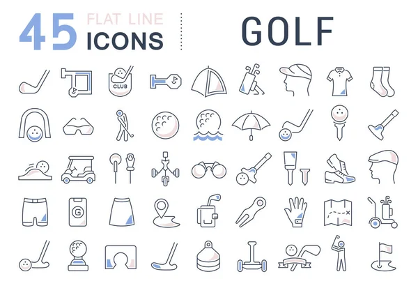 Vector lijn iconen van Golf instellen. — Stockvector