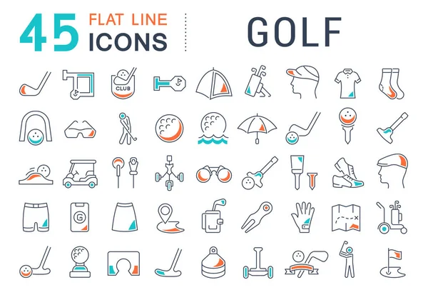 Vektor-Linien-Symbole des Golfs setzen. — Stockvektor