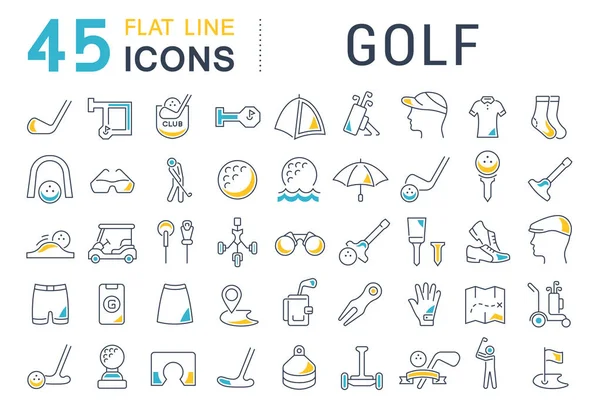 Vektor-Linien-Symbole des Golfs setzen. — Stockvektor