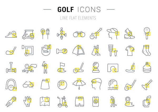 Ställ in vektor linje ikoner för Golf. — Stock vektor