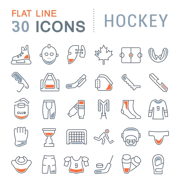 Zestaw ikon linii wektorowej hokeja. — Wektor stockowy